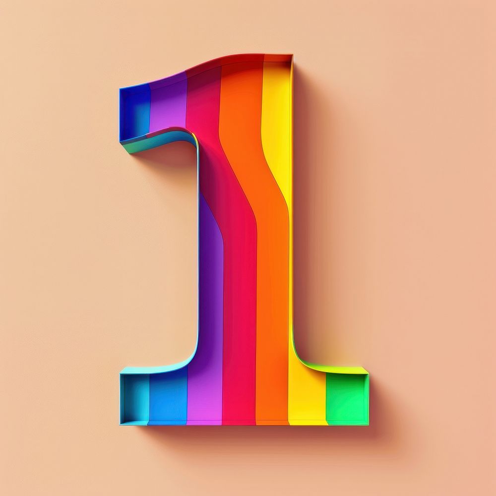 Rainbow alphabet number 1 pattern font art.