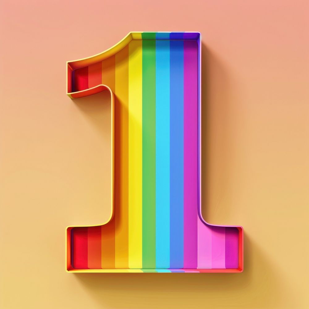 Rainbow alphabet number 1 pattern font celebration.