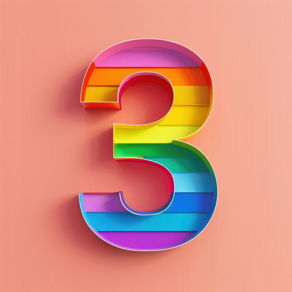 Rainbow alphabet number 3 pattern font creativity.