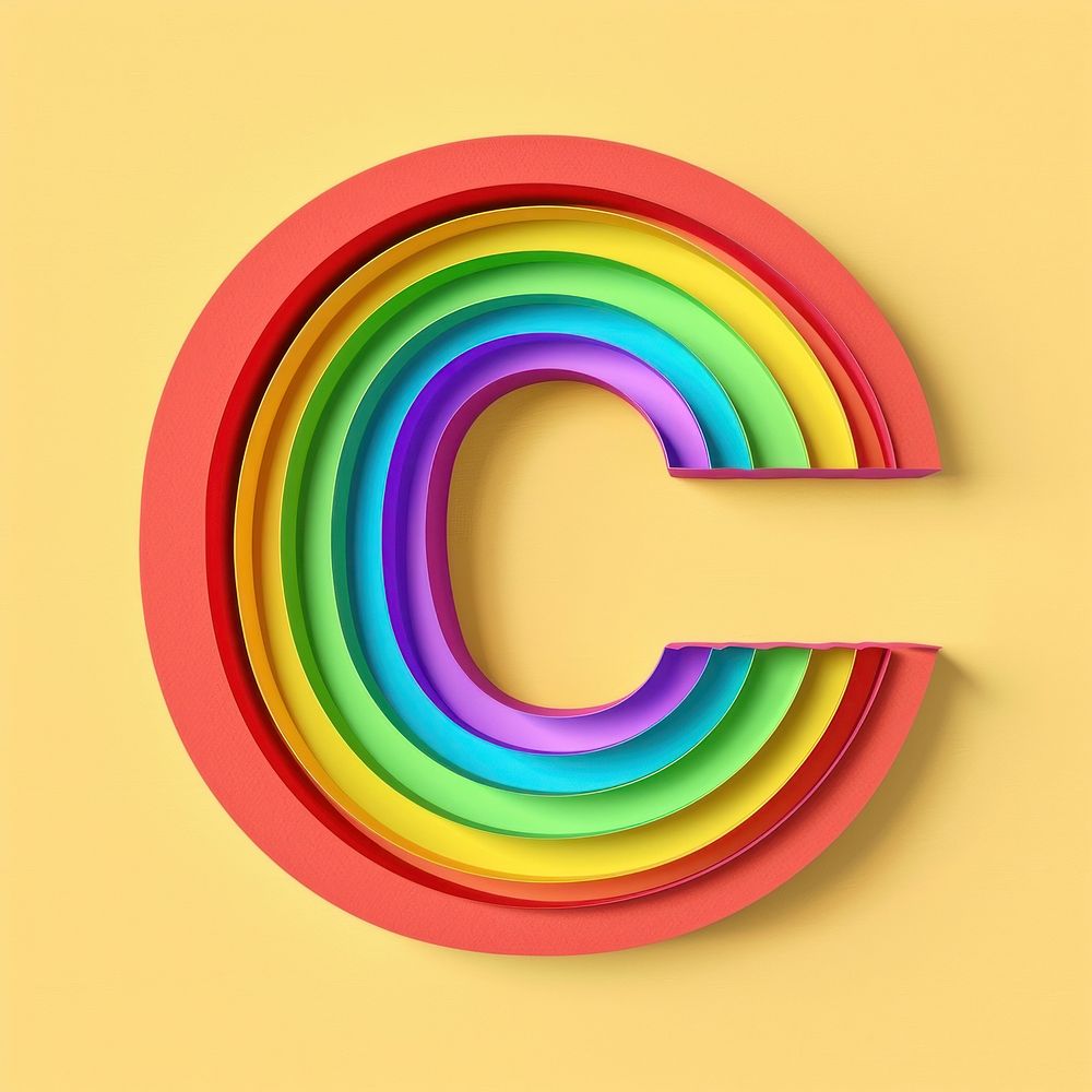 Alphabet pattern rainbow spiral.
