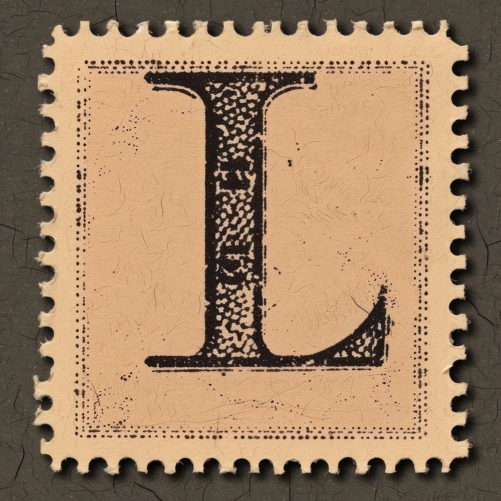 Stamp with alphabet L paper font pattern.