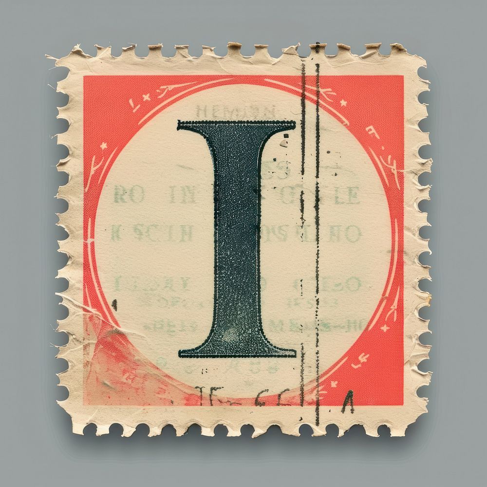 Stamp with alphabet I text font art.