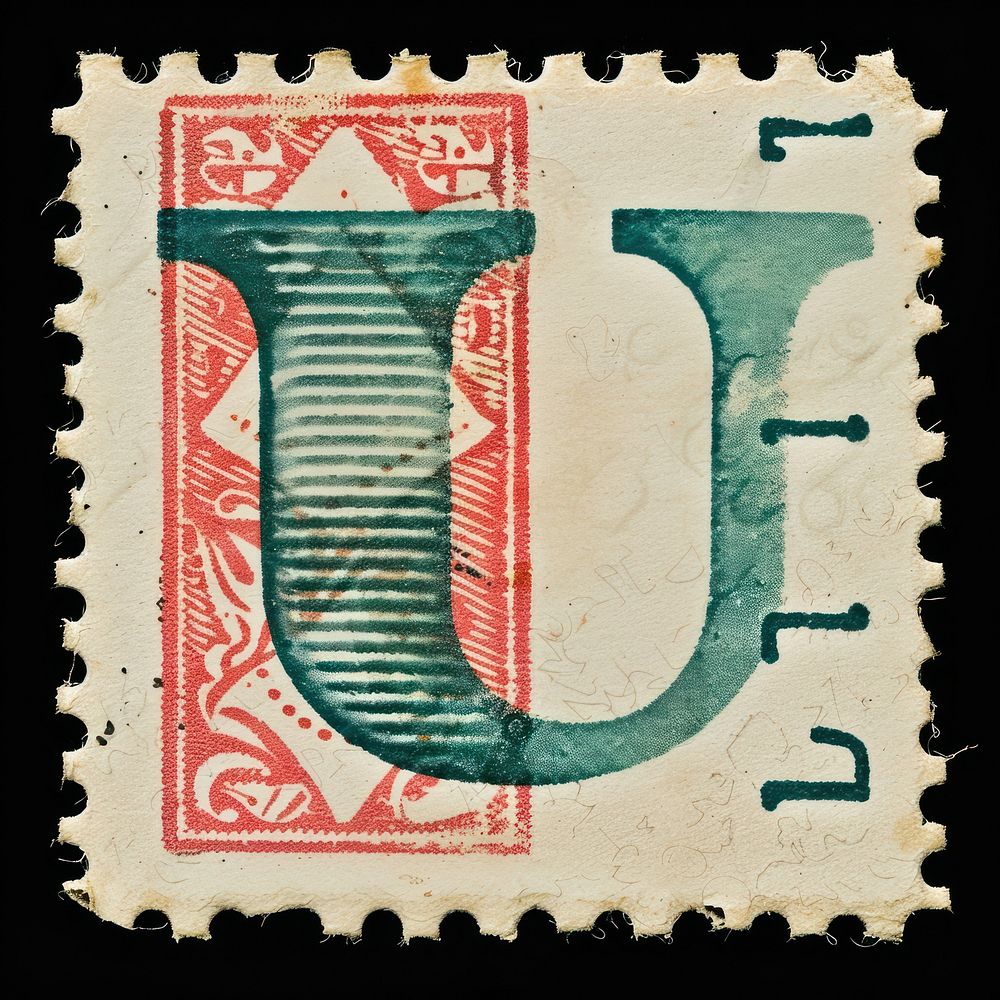 Stamp with alphabet U font art pattern.