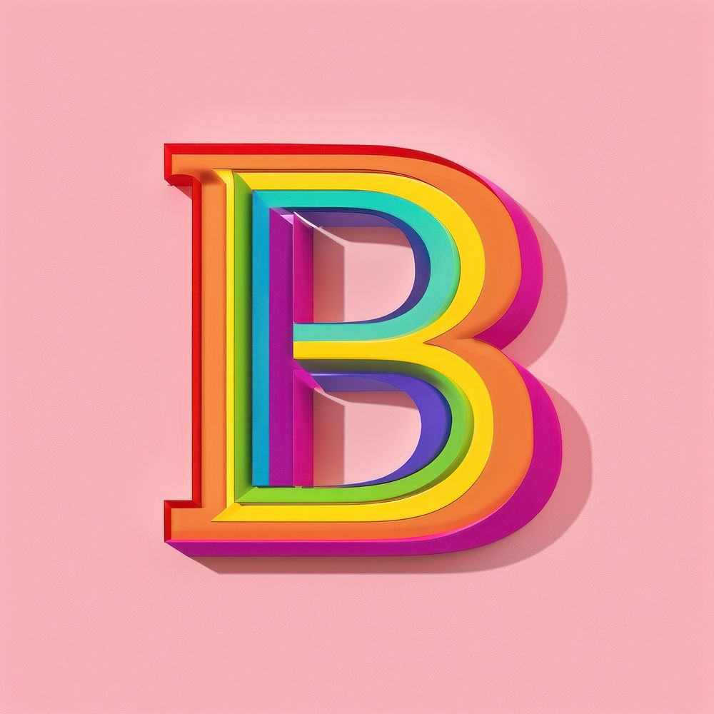 Rainbow with alphabet B pattern font text.