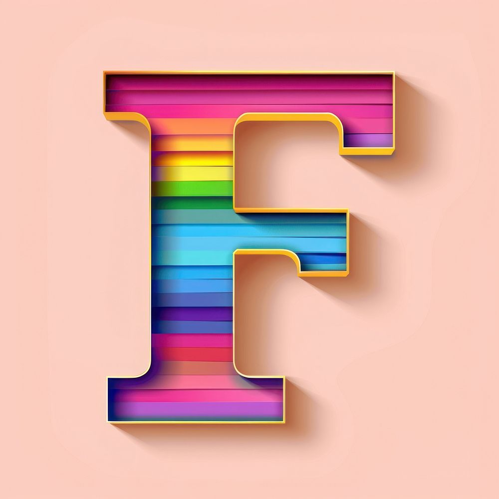 Rainbow with alphabet F pattern number font.