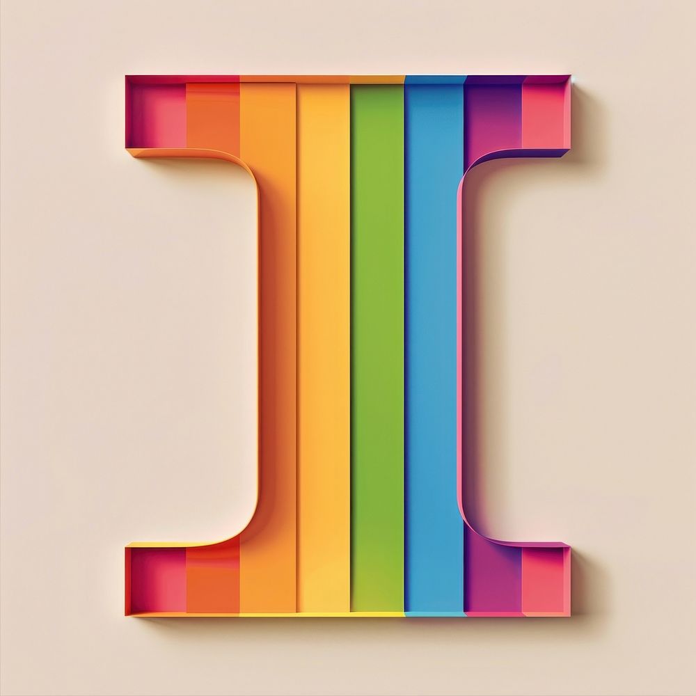 Rainbow with alphabet I pattern font art.