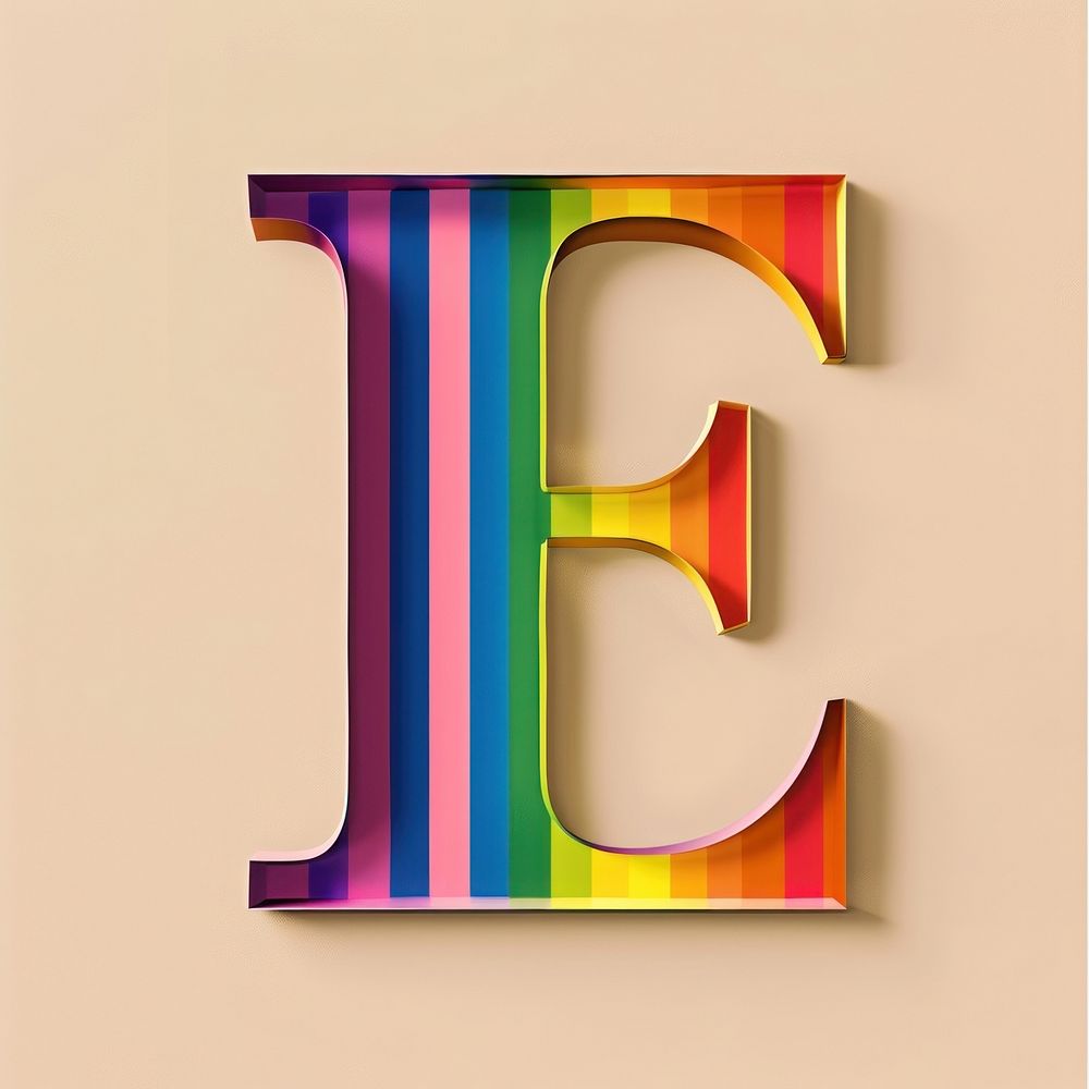 Rainbow with alphabet E text creativity pattern.