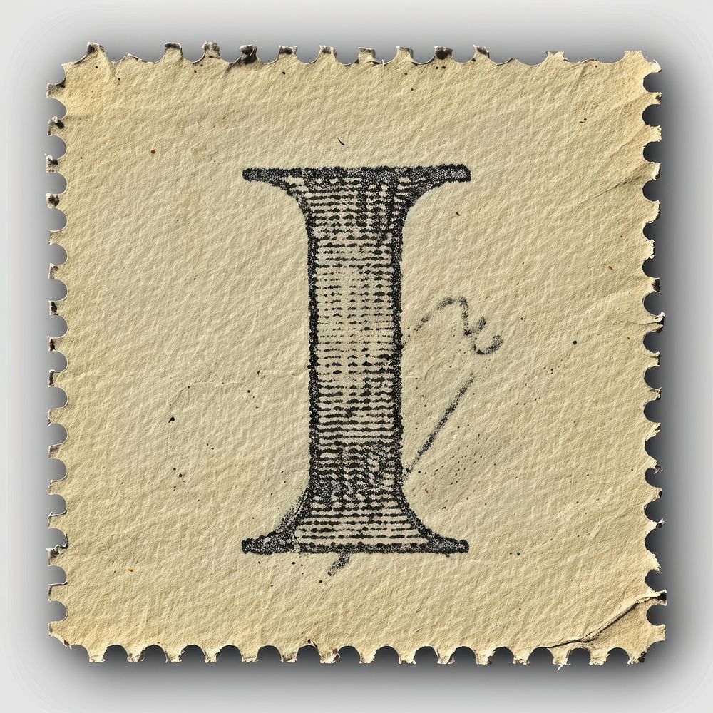 Stamp with alphabet I paper font text.