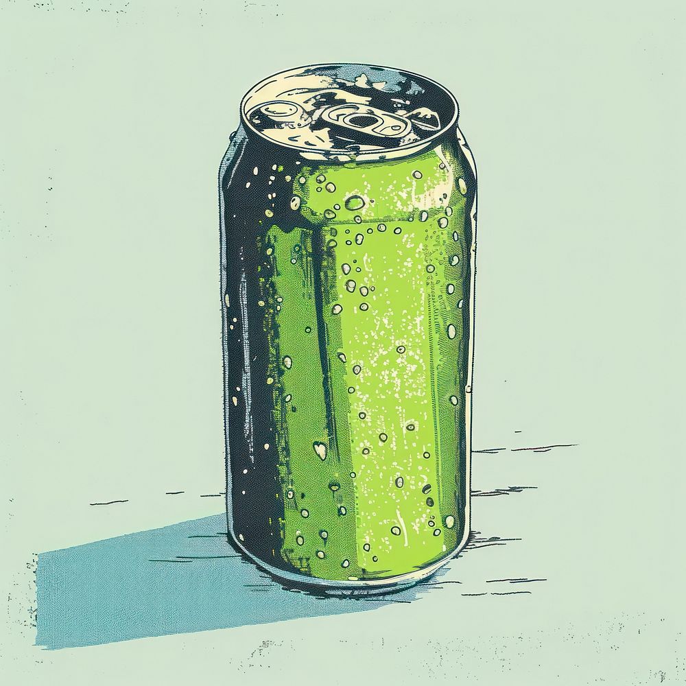 Silkscreen of a Cold drinks green refreshment container.
