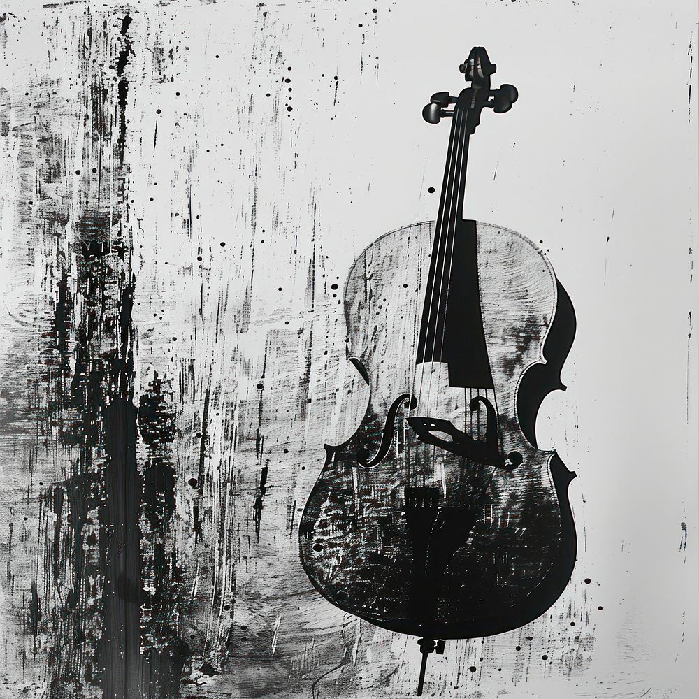 Silkscreen of a Cello cello guitar creativity.