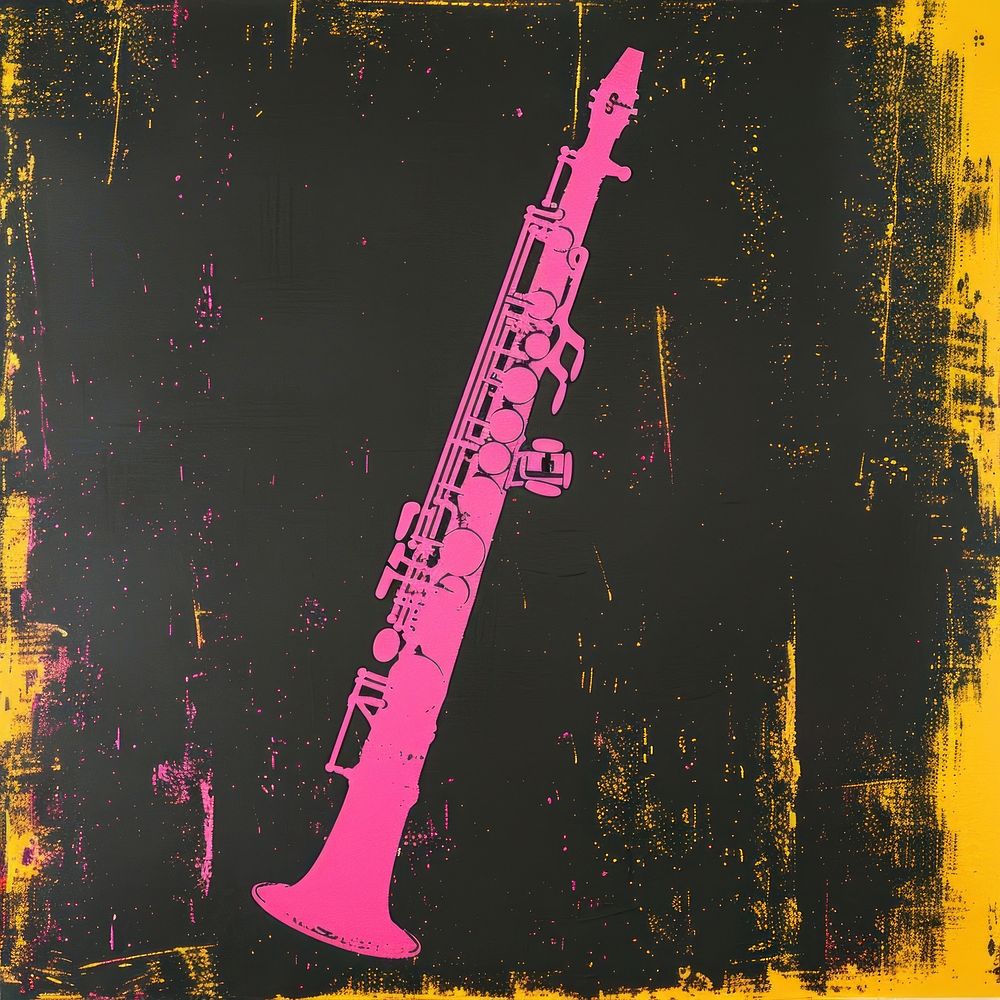 Silkscreen of a Clarinet clarinet yellow pink.