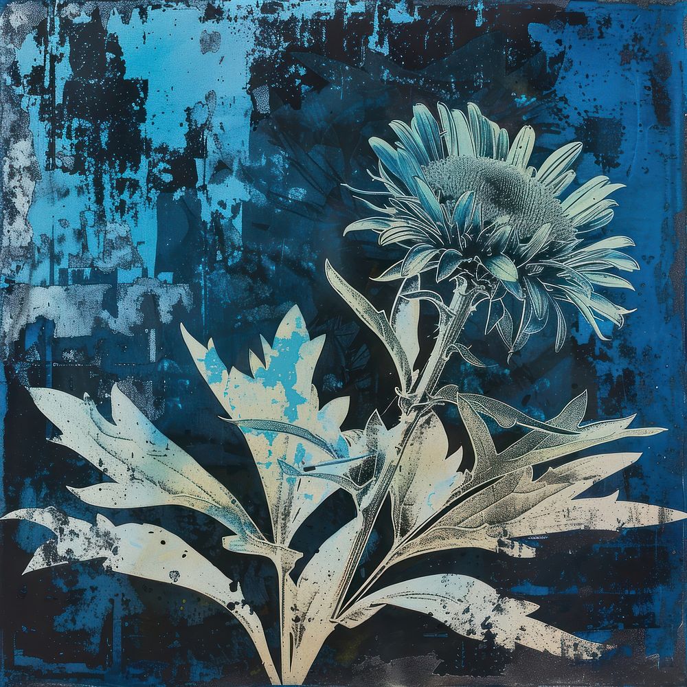 Silkscreen Aster painting flower nature. | Premium Photo Illustration ...