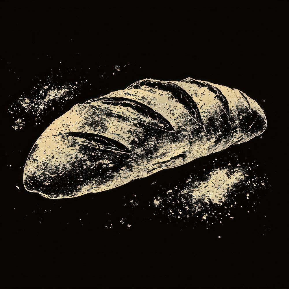 Silkscreen of a Bakery nature bread food.