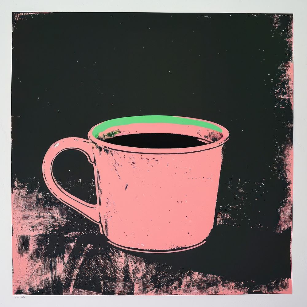 Silkscreen of a Hot drink coffee cup mug.