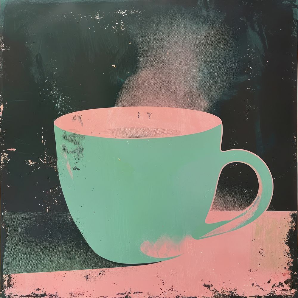 Silkscreen of a Hot drink coffee cup mug.