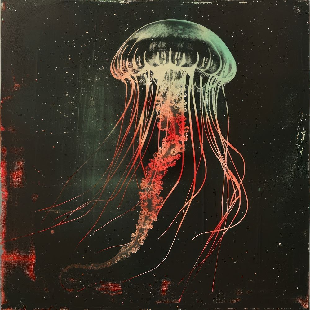 Silkscreen of a Jelly jellyfish nature invertebrate.