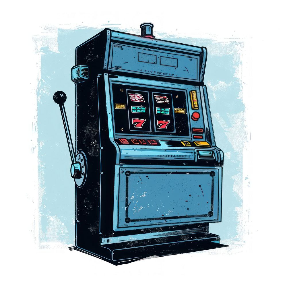 Silkscreen of a Slot Machine machine gambling game.