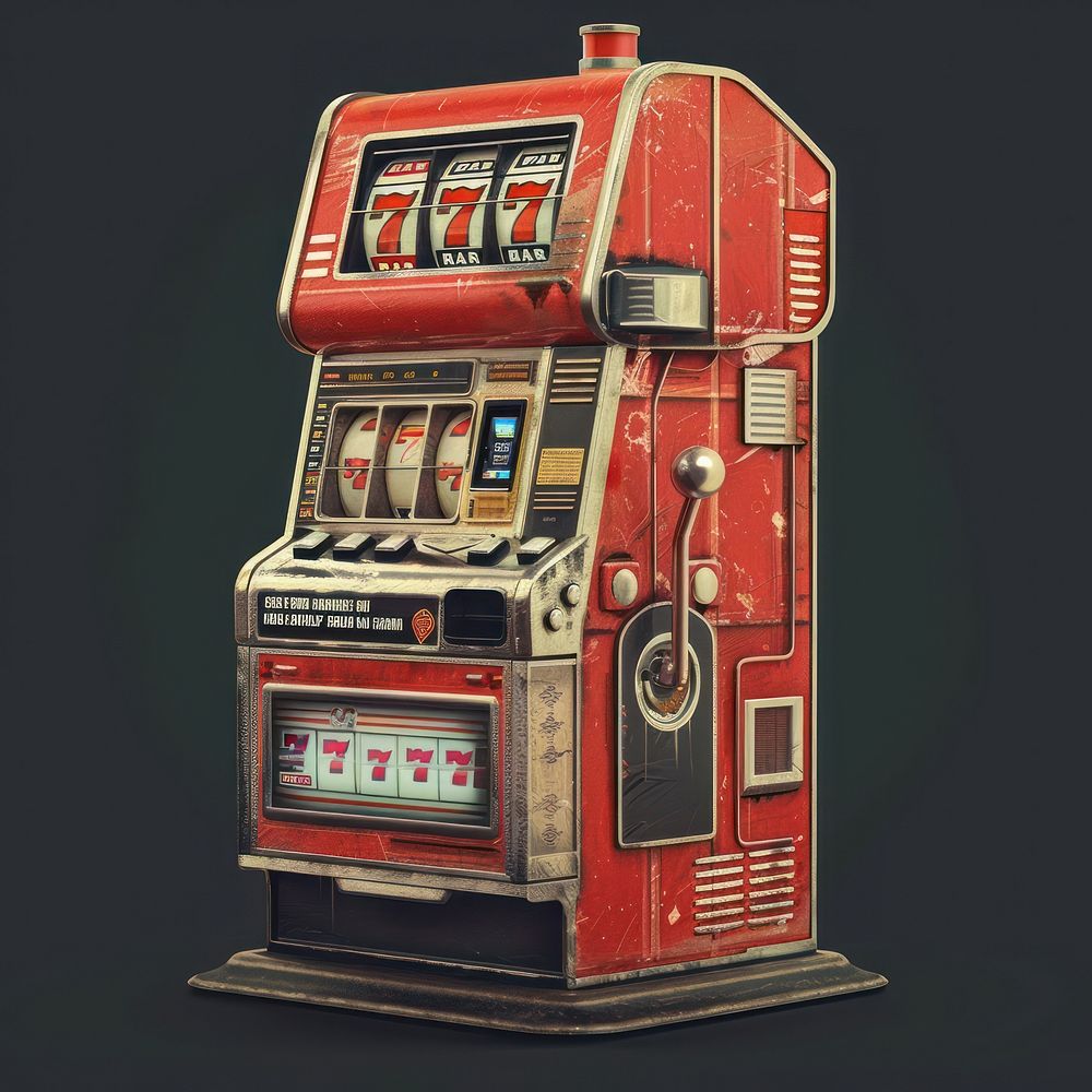 Silkscreen of a Slot Machine machine gambling game.