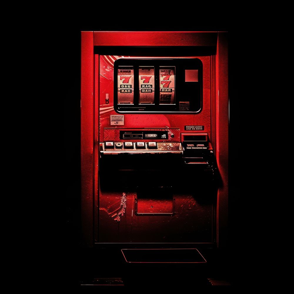 Silkscreen of a Slot Machine machine gambling black.