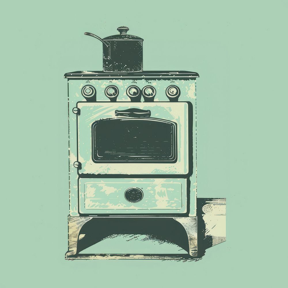 Silkscreen of a Stove stove appliance oven.