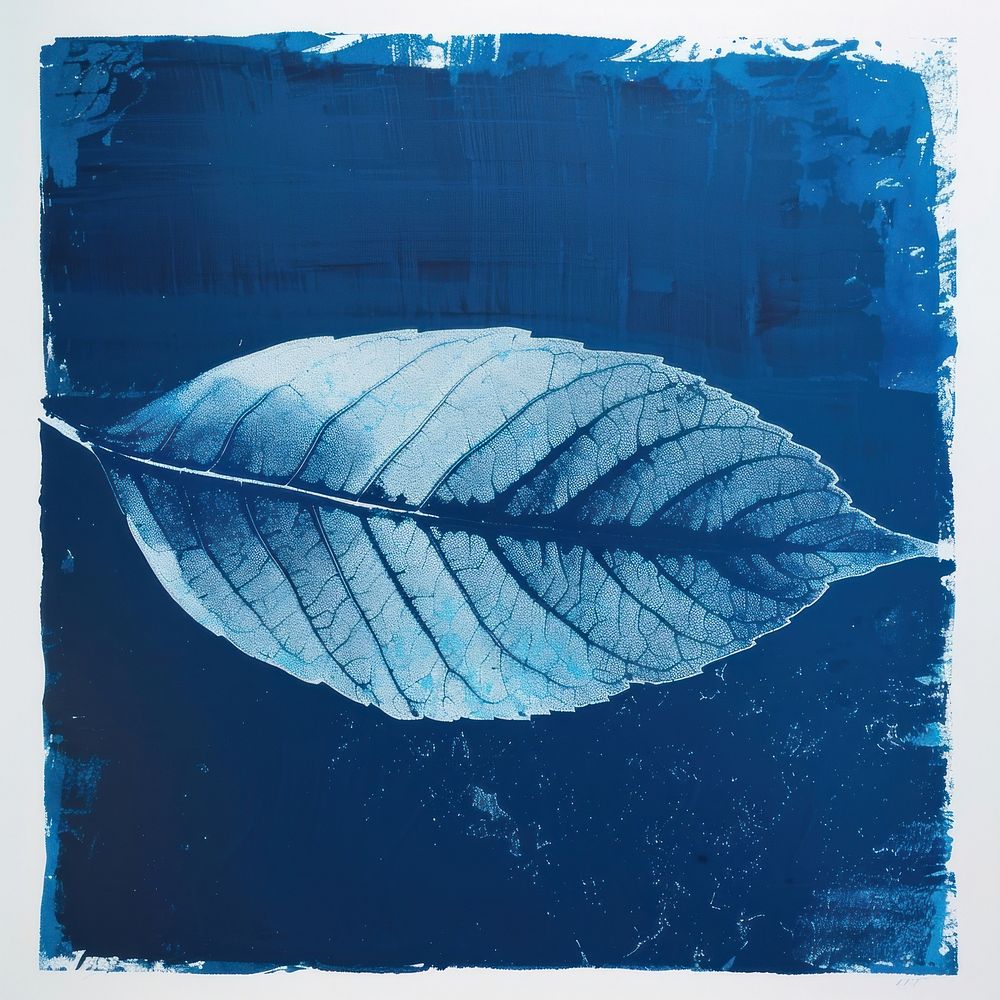 Silkscreen of a Tobacco nature blue textured.