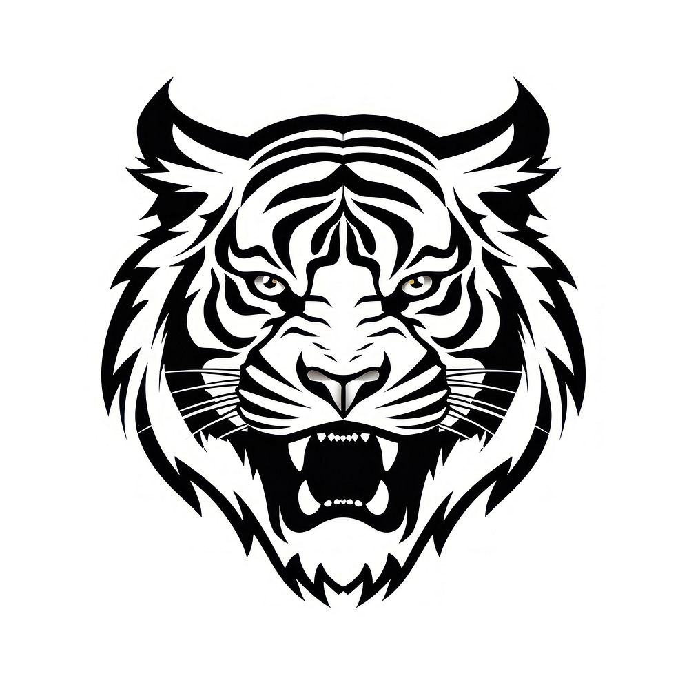 Tiger logo mammal white.