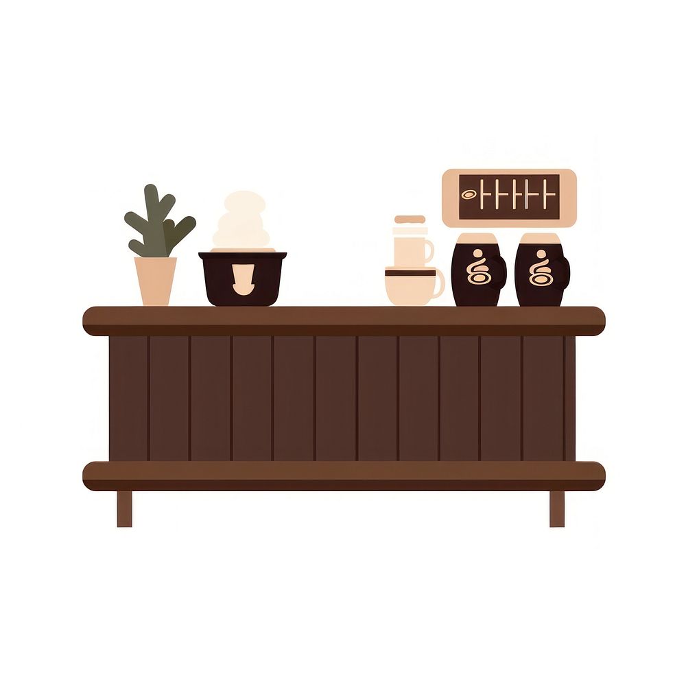 Flat design coffee bar furniture table architecture.