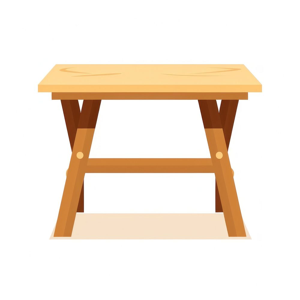 Flat design a table furniture wood white background.