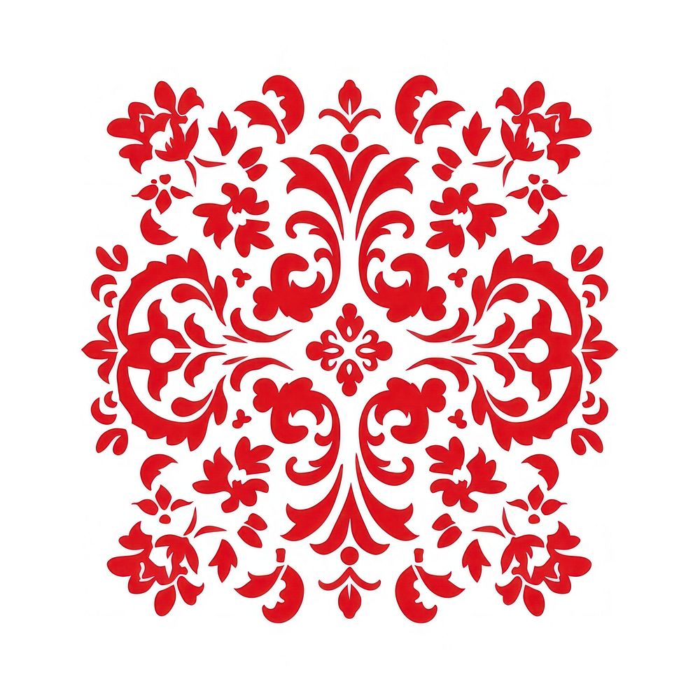 Flat design red damask pattern white background creativity.