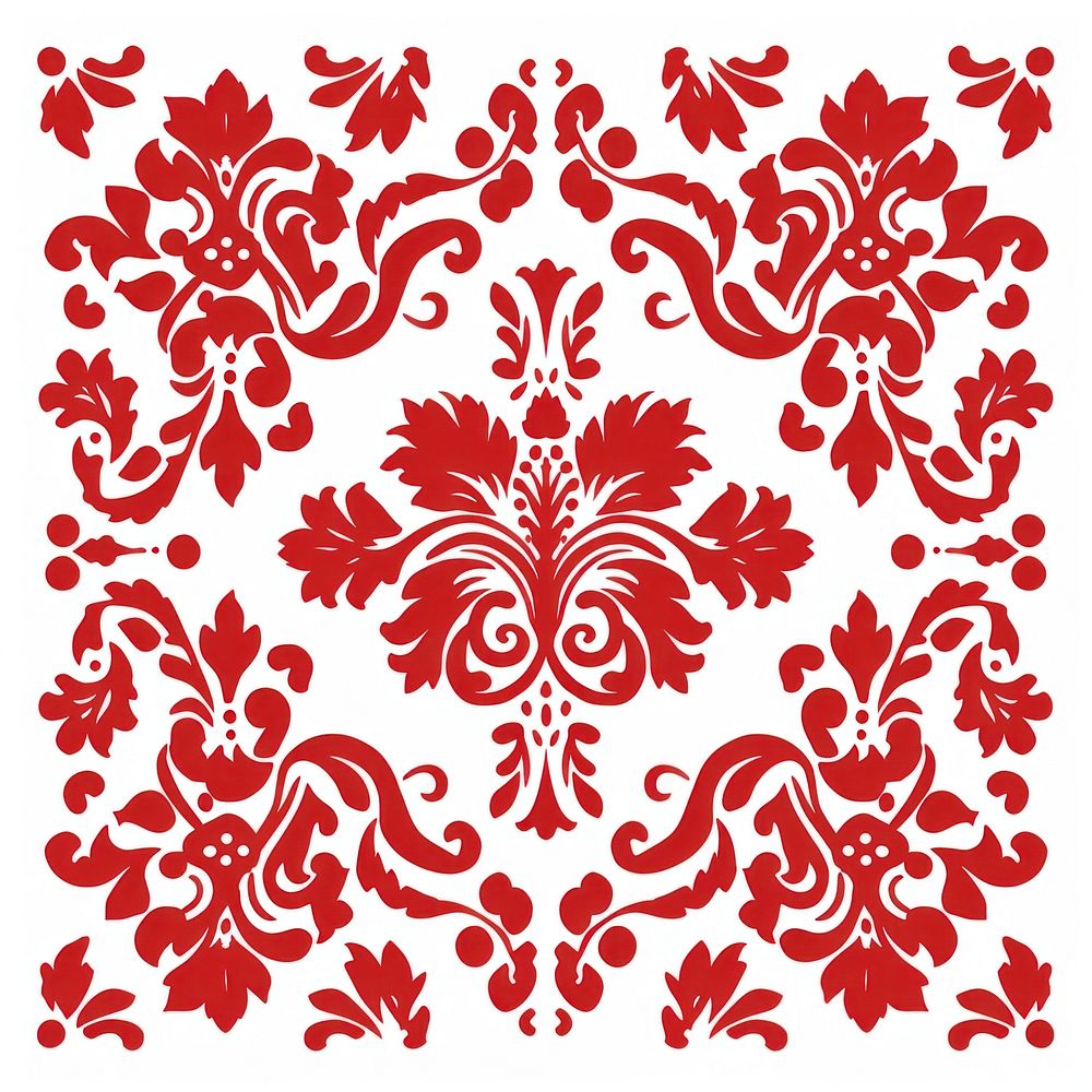 Flat design red damask backgrounds pattern white.