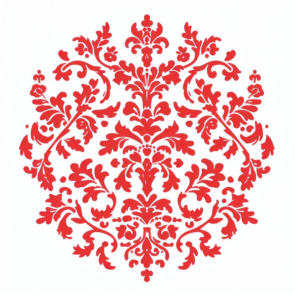 Flat design red damask backgrounds pattern white background.