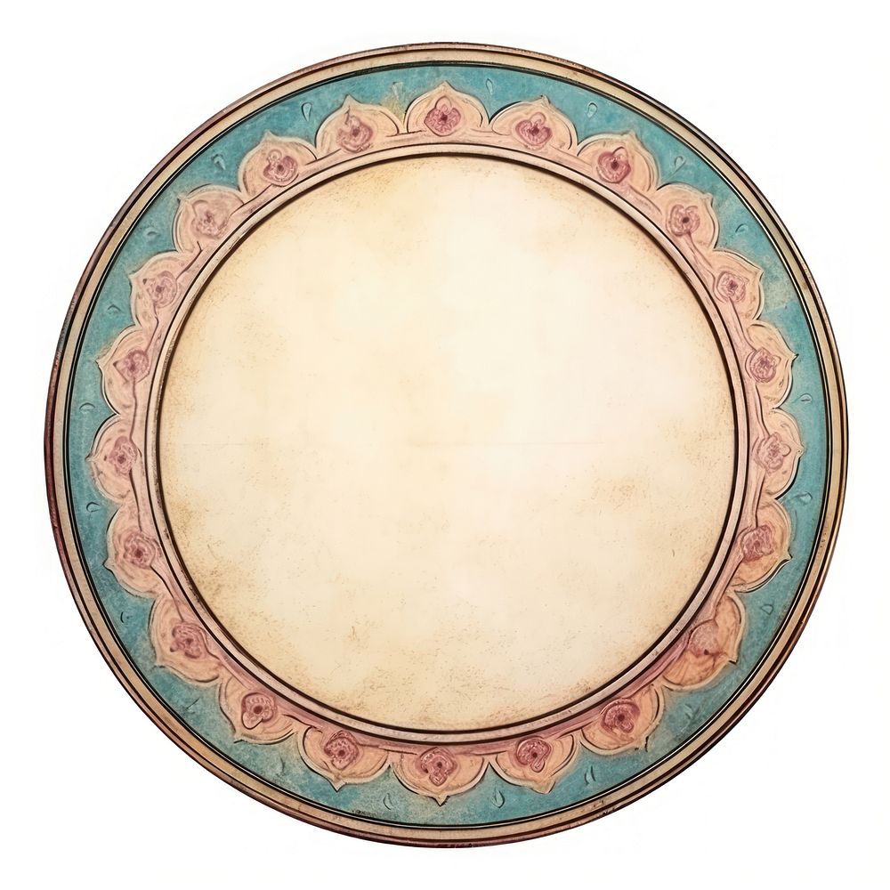 Vintage frame art nouveau porcelain platter circle.