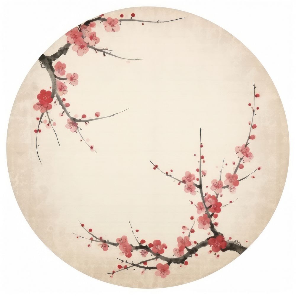 Vintage frame sakura flower circle plant.