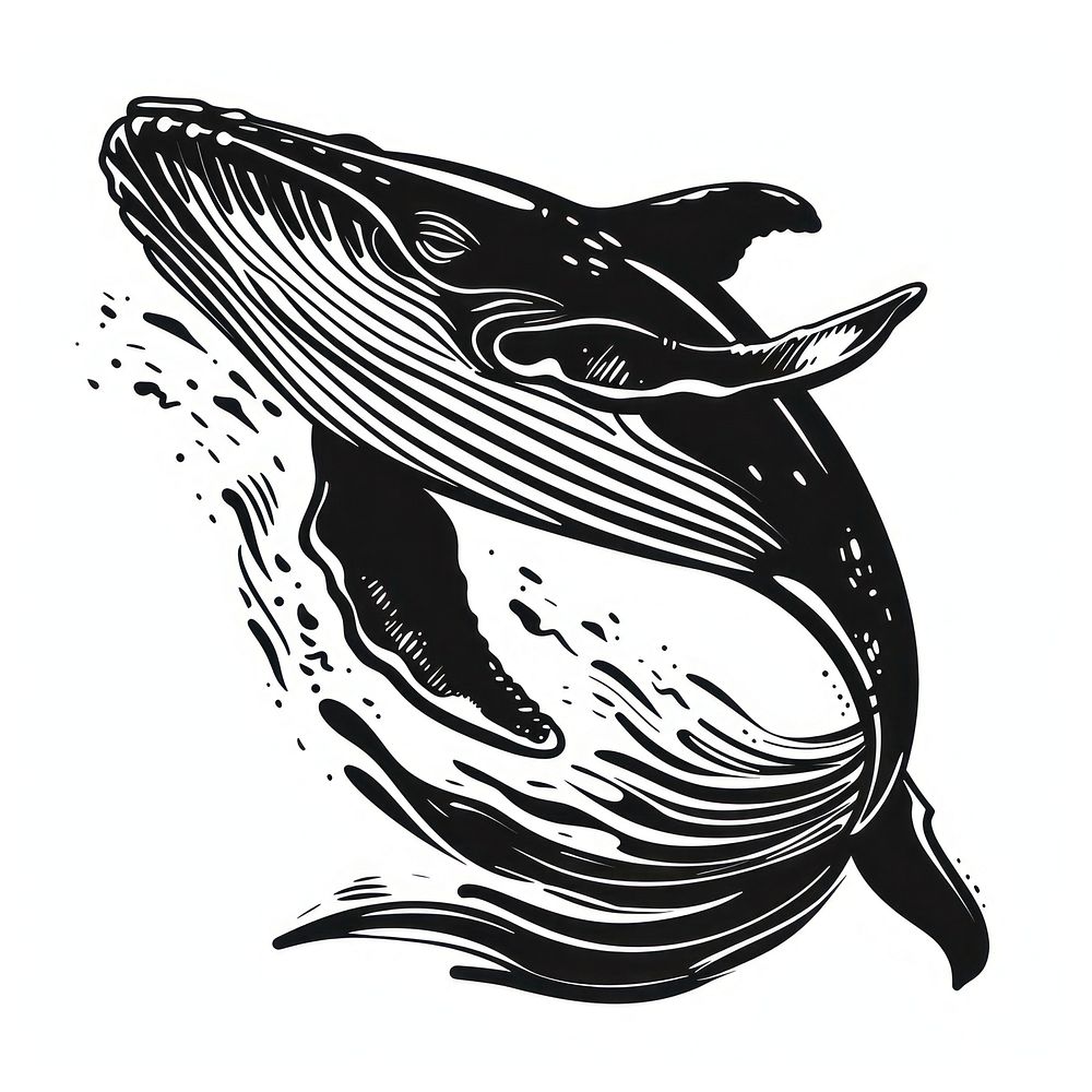 Whale animal fish white background.