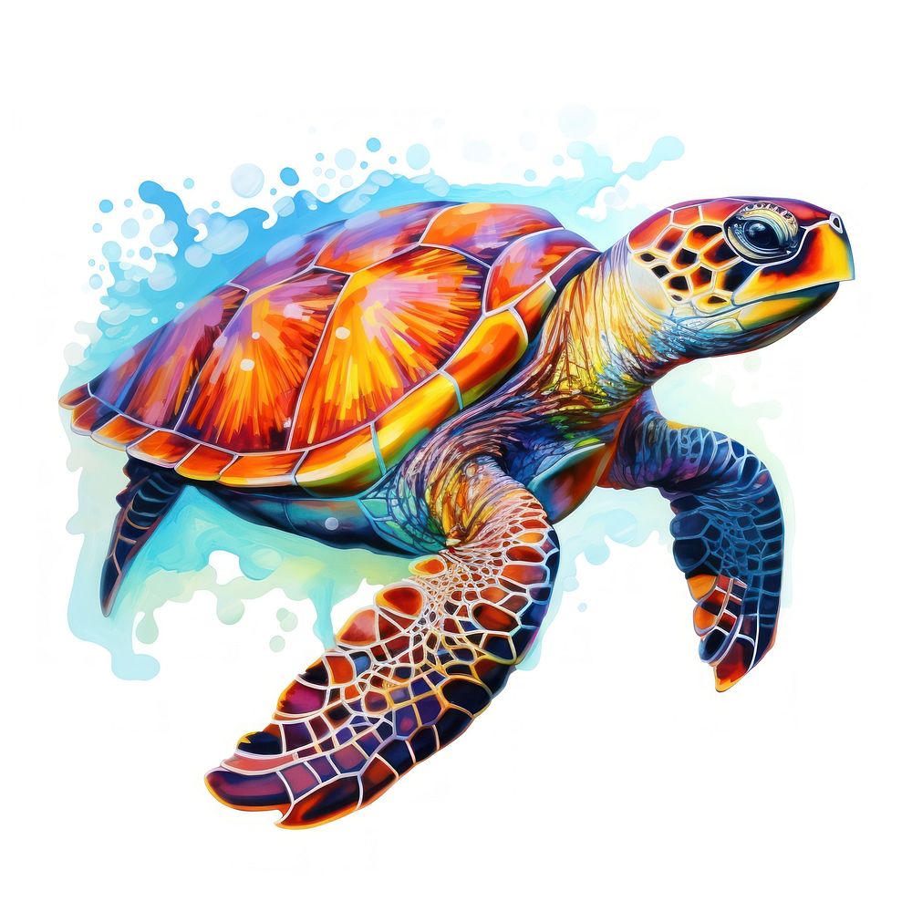 Acrylic Painting on Turtle shape painting reptile animal.