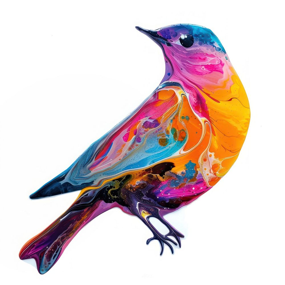 Acrylic pouring paint on bird animal beak art.
