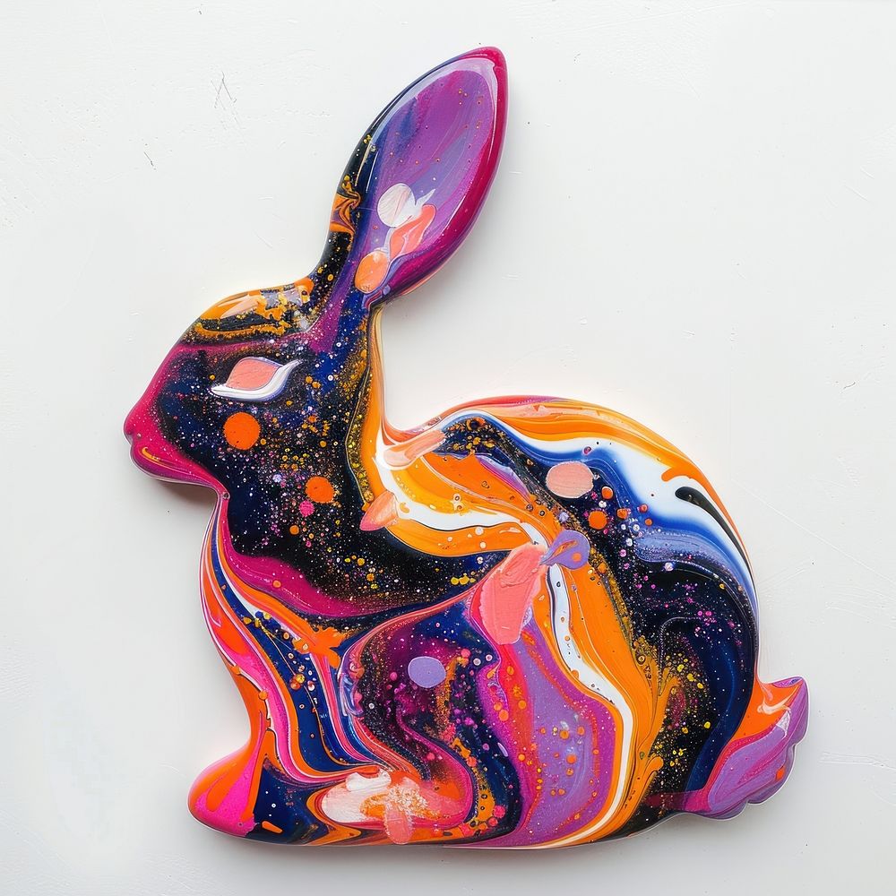 Resin shape rabbit purple art representation.