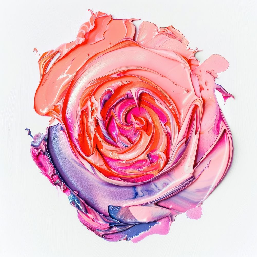 Acrylic pouring paint shape rose painting flower petal.