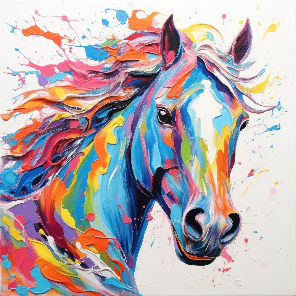 Horse swirls acrylic painting abstract drawing mammal.