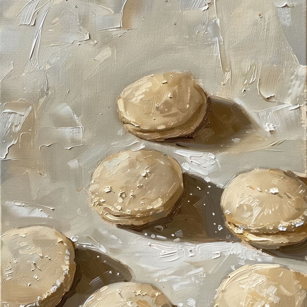 Close up on pale cookies painting dessert food.