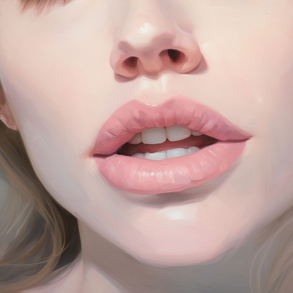 Close up on pale lipstick skin perfection medication.