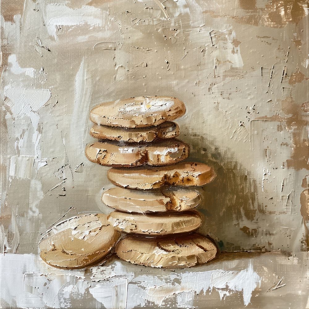 Close up on pale cookies painting food confectionery.