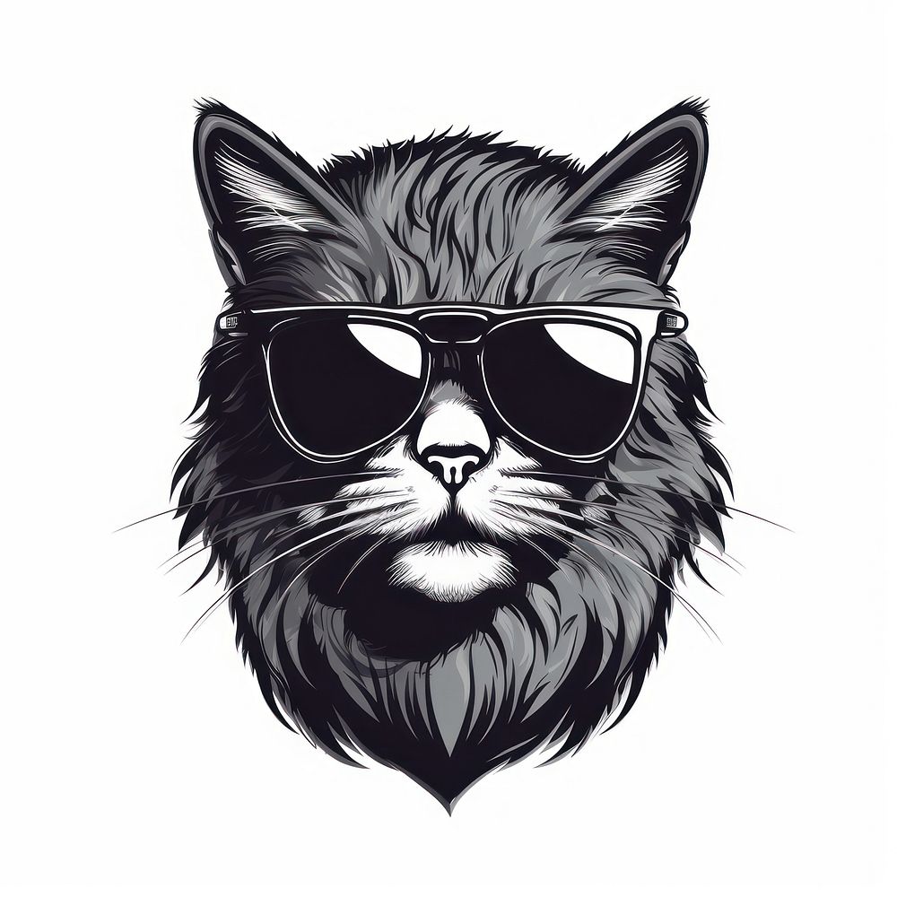Cool cat sunglasses drawing mammal.
