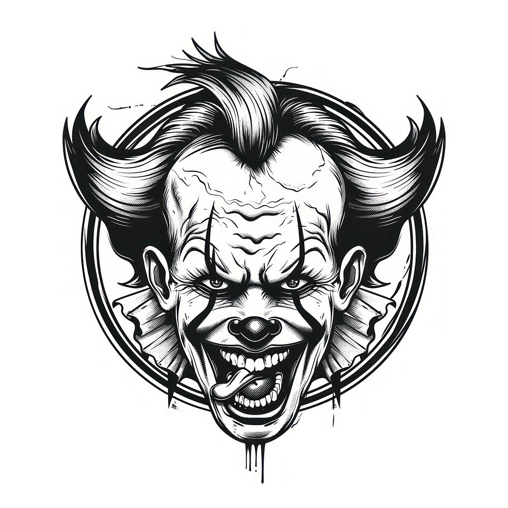 Clown portrait drawing sketch.