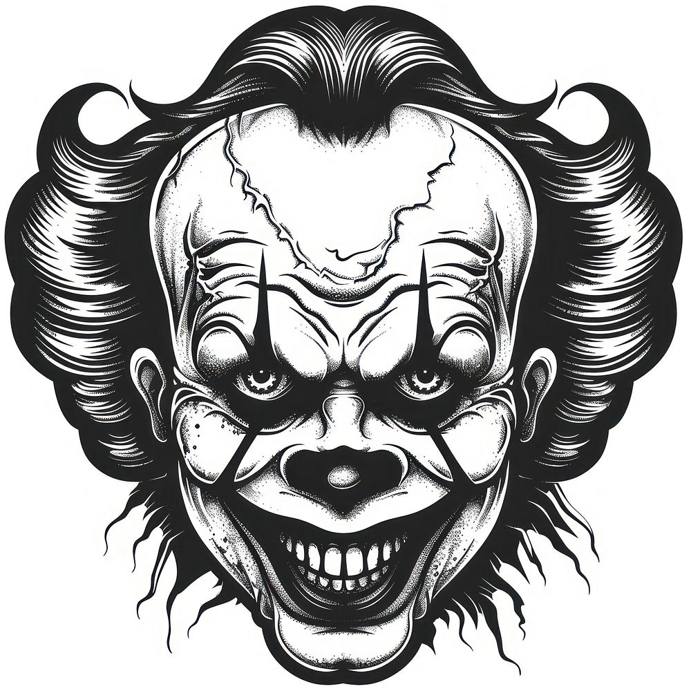 Clown portrait drawing sketch.