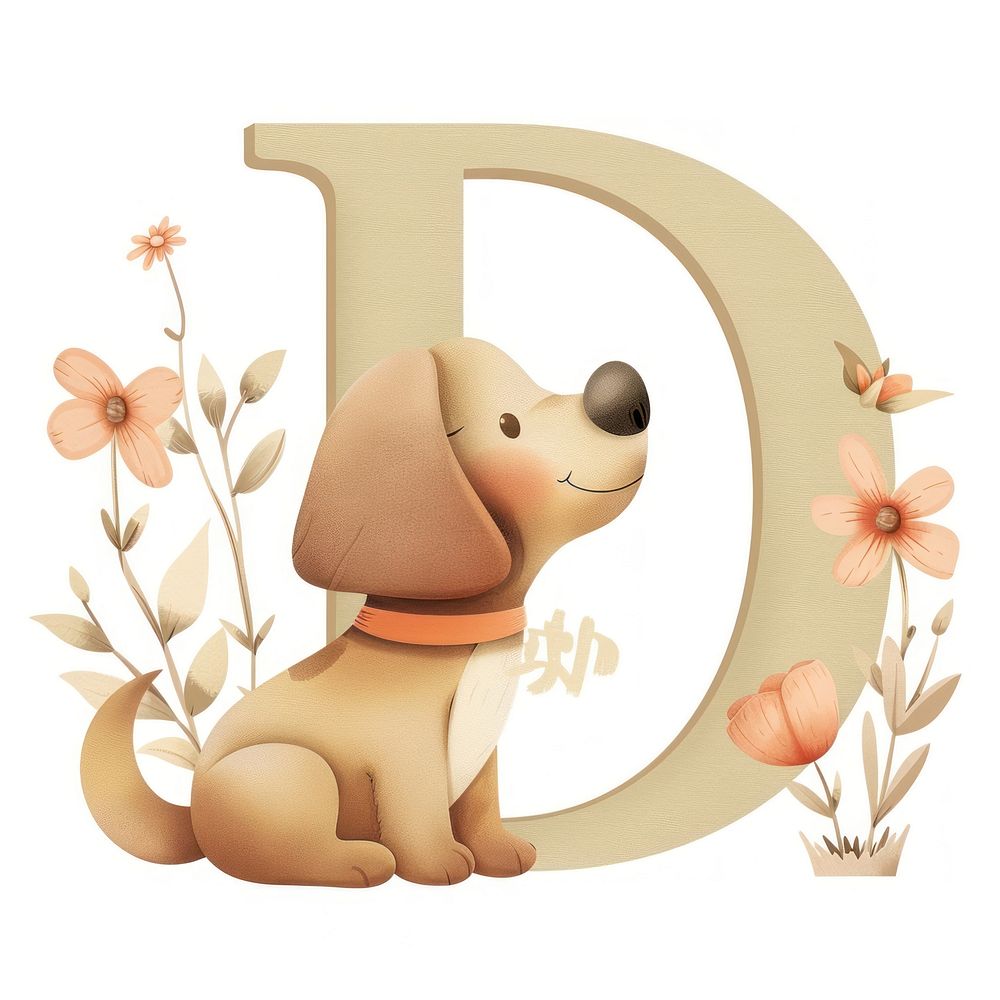 Letter D and Dog animal mammal dog.