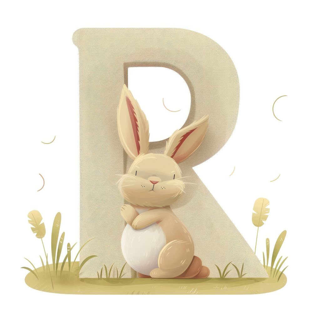 Letter R and Rabbit mammal rabbit cartoon.