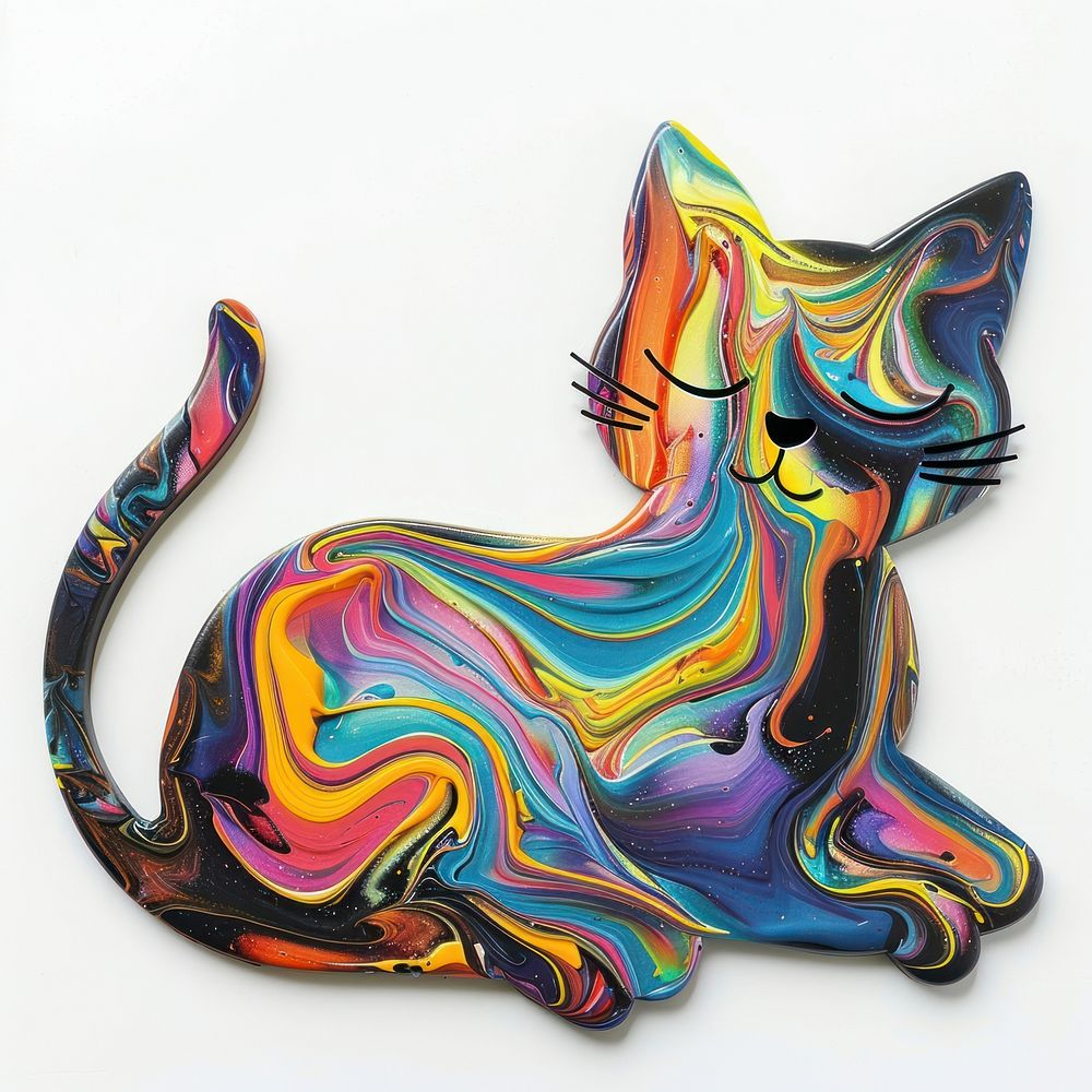 Acrylic pouring paint cat animal mammal pet.