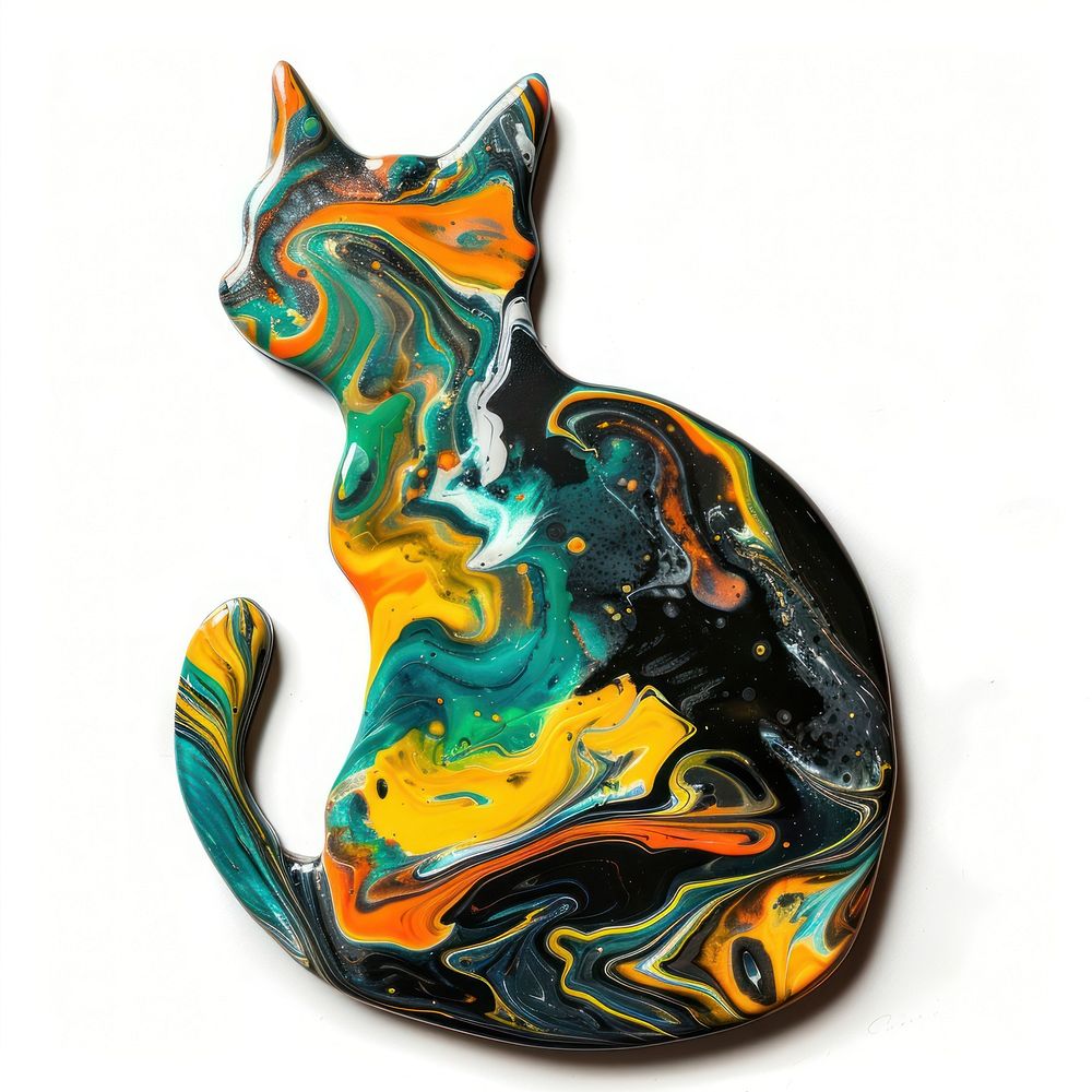 Acrylic pouring paint cat animal mammal pet.