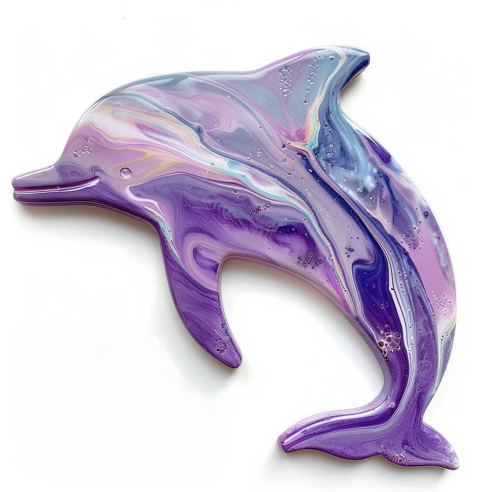 Acrylic pouring paint dolphin animal mammal purple.